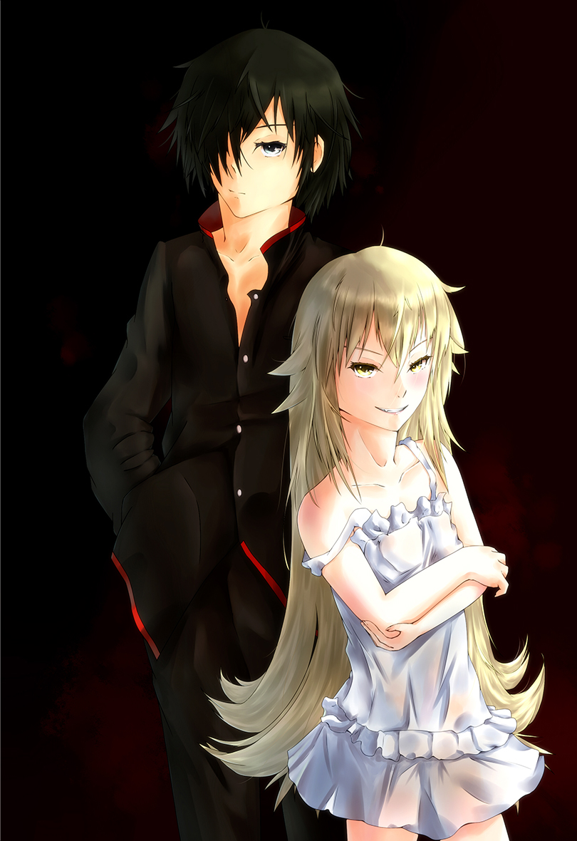 oshino shinobu and araragi koyomi (monogatari) drawn by kaminali