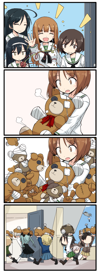 nishizumi miho, darjeeling, itsumi erika, anchovy, akiyama yukari, and 7 more (girls und panzer) drawn by kakizaki_(chou_neji)