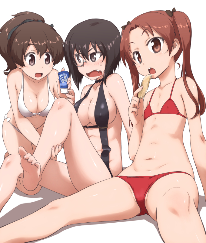 kadotani anzu, kawashima momo, and koyama yuzu (girls und panzer) drawn by ttomm