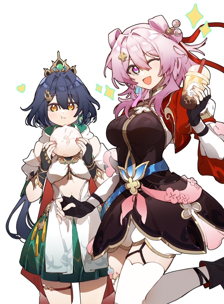 march 7th and yunli (honkai and 1 more) drawn by kradebii