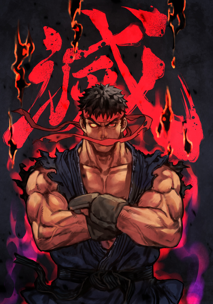 ryu and evil ryu (street fighter and 1 more) drawn by hungry_clicker