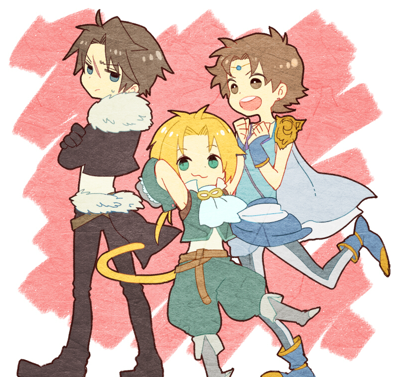 squall leonhart, zidane tribal, and bartz klauser (final fantasy and 4 more) drawn by takanamushi
