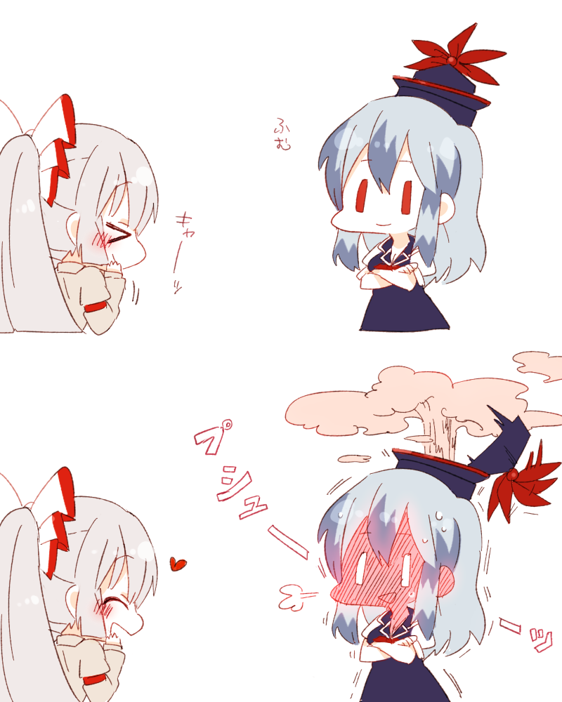 fujiwara no mokou and kamishirasawa keine (touhou) drawn by 6_(yuchae)