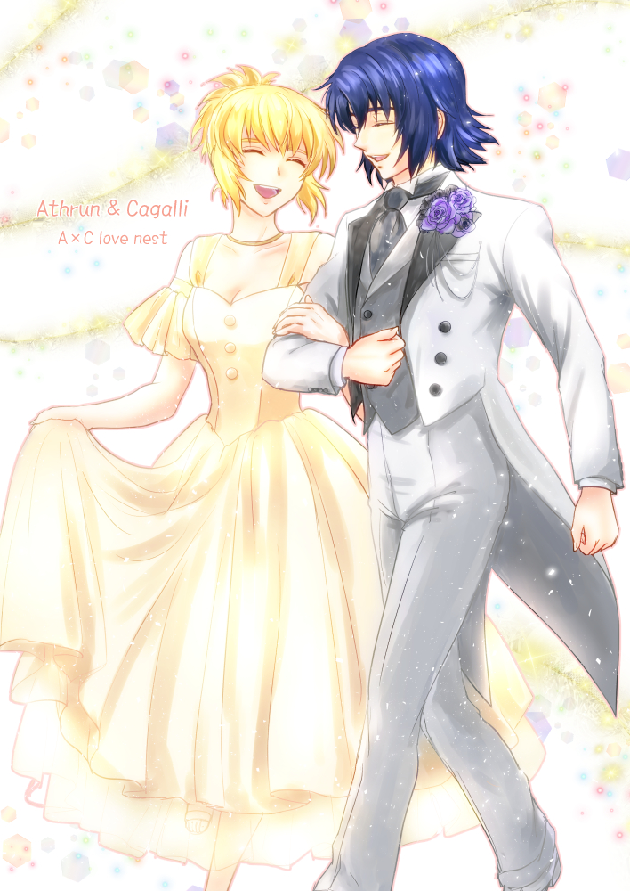 cagalli yula athha and athrun zala (gundam and 1 more) drawn by parubinko