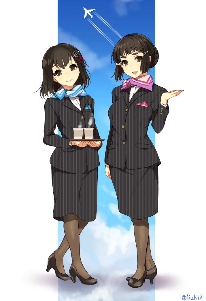 haguro and myoukou (kantai collection) drawn by pochi_(pochi-goya)