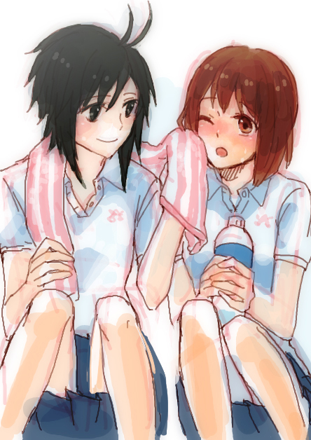 kikuchi makoto and hagiwara yukiho (idolmaster) drawn by panda_(momoshima)