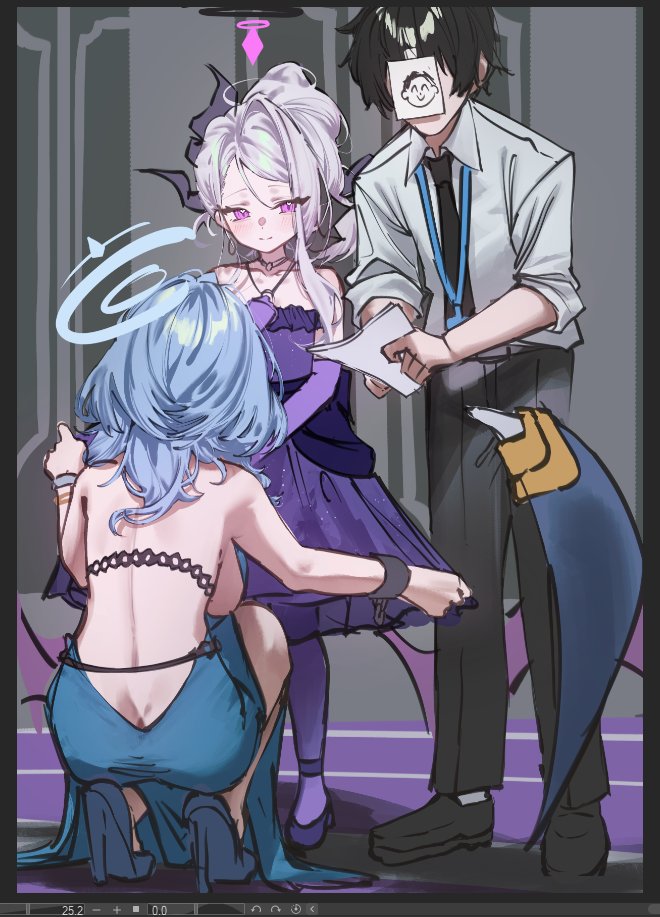 sensei, hina, and ako (blue archive) drawn by betabeet