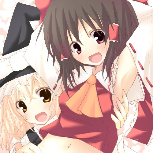 hakurei reimu and kirisame marisa (touhou) drawn by rikudou_inuhiko