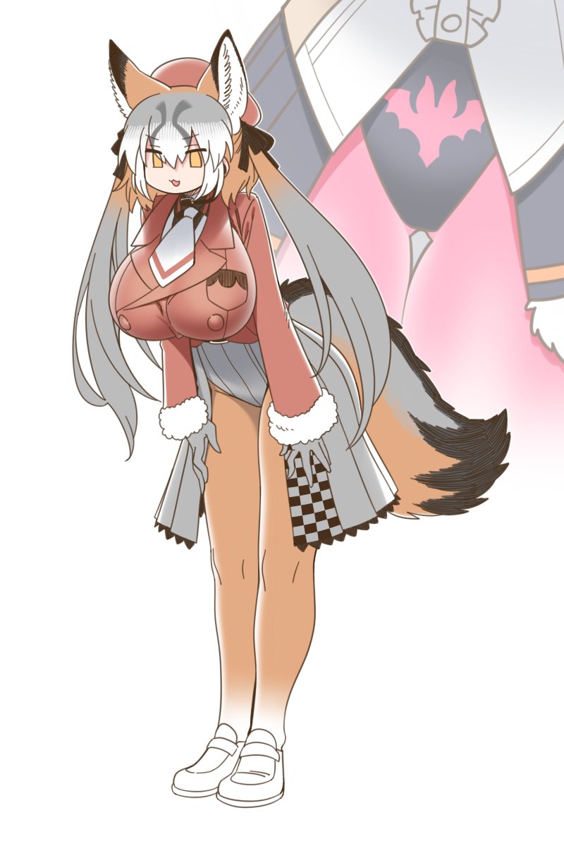 island fox and brown long-eared bat (kemono friends and 1 more) drawn by yoshida_hideyuki