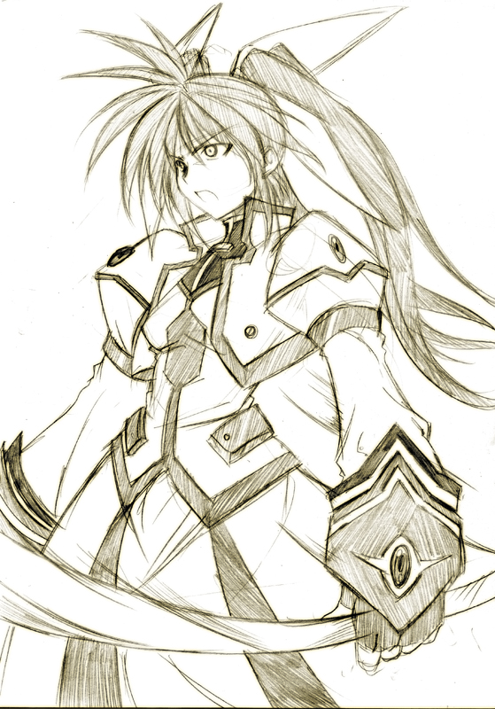 takamachi nanoha and raising heart (lyrical nanoha and 2 more) drawn by hagane_soushi