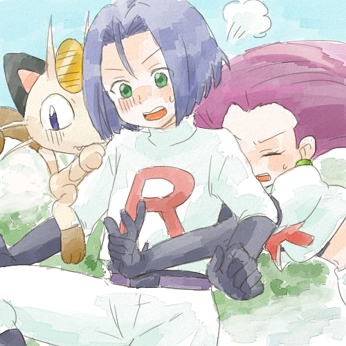 jessie, james, and meowth (pokemon and 1 more) drawn by kurumi_(forte)