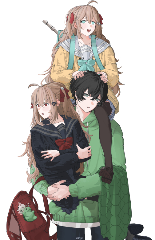 neuro-sama, evil neuro-sama, annytf, and vedal987 (indie virtual youtuber and 1 more) drawn by basrkgk