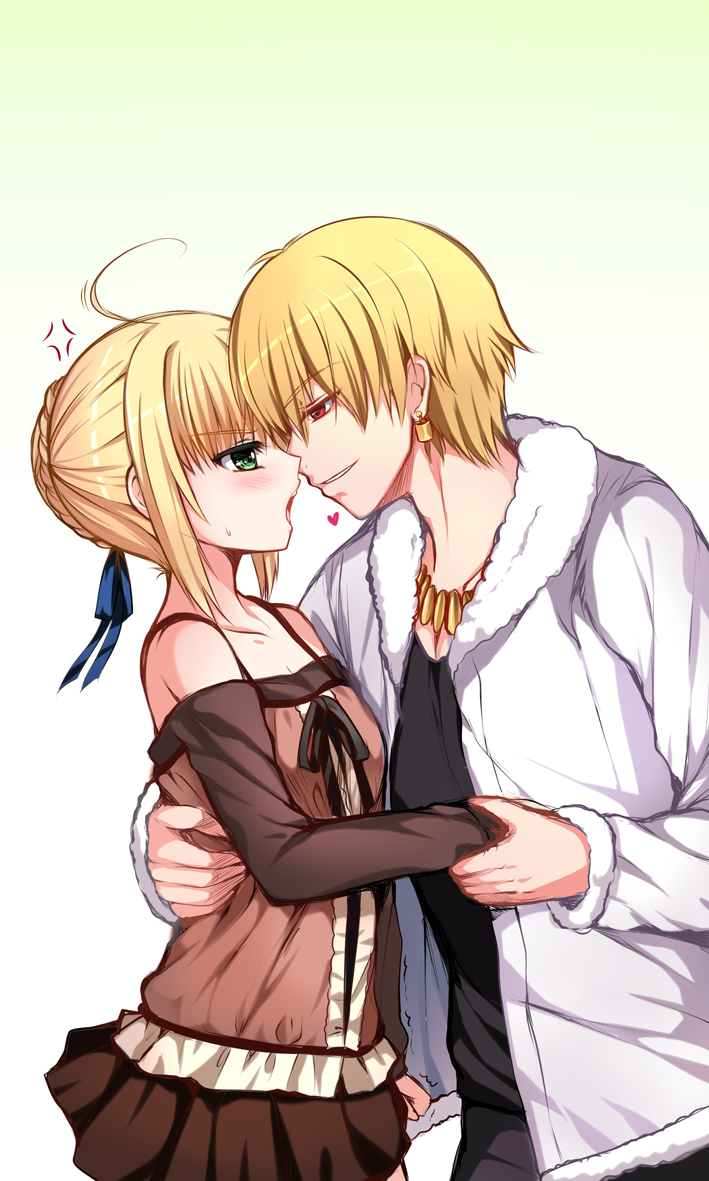 artoria pendragon, saber, and gilgamesh (fate and 1 more) drawn by mafuyu_(kanden_shoujyo)