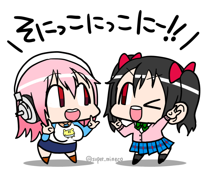 yazawa nico and super sonico (love live! and 2 more) drawn by ichi/mine