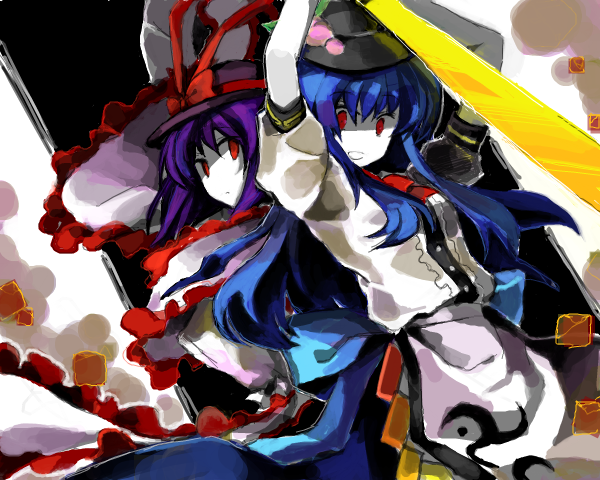 hinanawi tenshi and nagae iku (touhou) drawn by 79inko
