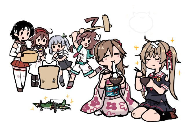murasame, kuma, arashio, ooshio, nagara, and 2 more (kantai collection) drawn by terrajin