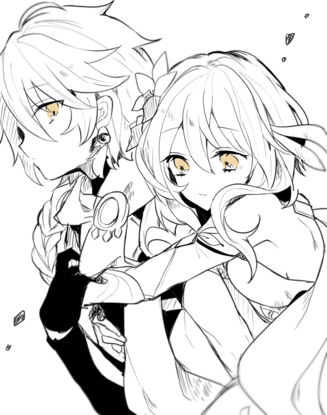 lumine and aether (genshin impact) drawn by yae_(yae_ringo)