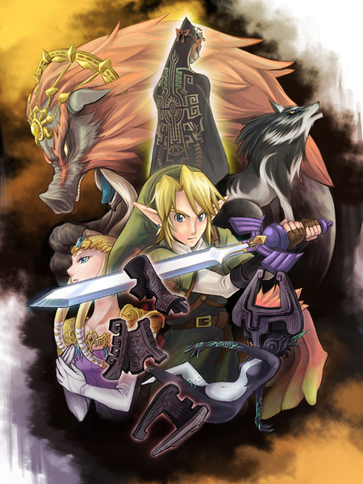 link, princess zelda, midna, ganondorf, wolf link, and 1 more (the legend of zelda and 1 more)