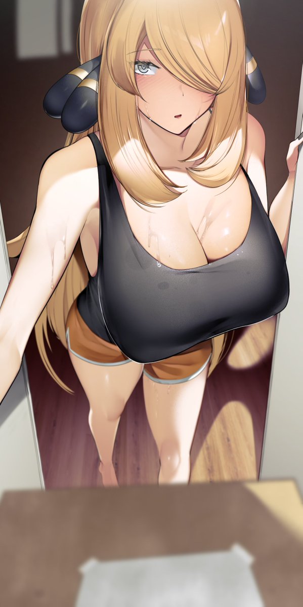 cynthia (pokemon and 1 more) drawn by yuuyuu_(yuuki1771)