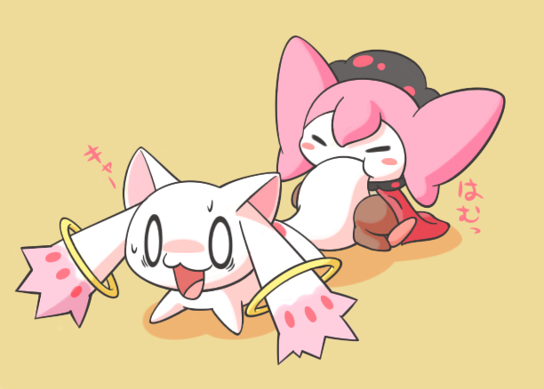 kyubey and charlotte (mahou shoujo madoka magica) drawn by nettsuu