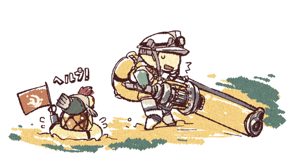 inkling player character, inkling boy, and smallfry (splatoon and 1 more) drawn by potsupo