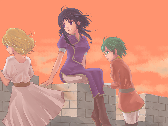 larcei, lana, and fee (fire emblem and 1 more) drawn by soramame_(lion0303)