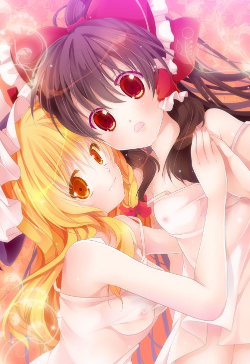 hakurei reimu and kirisame marisa (touhou) drawn by yanagise