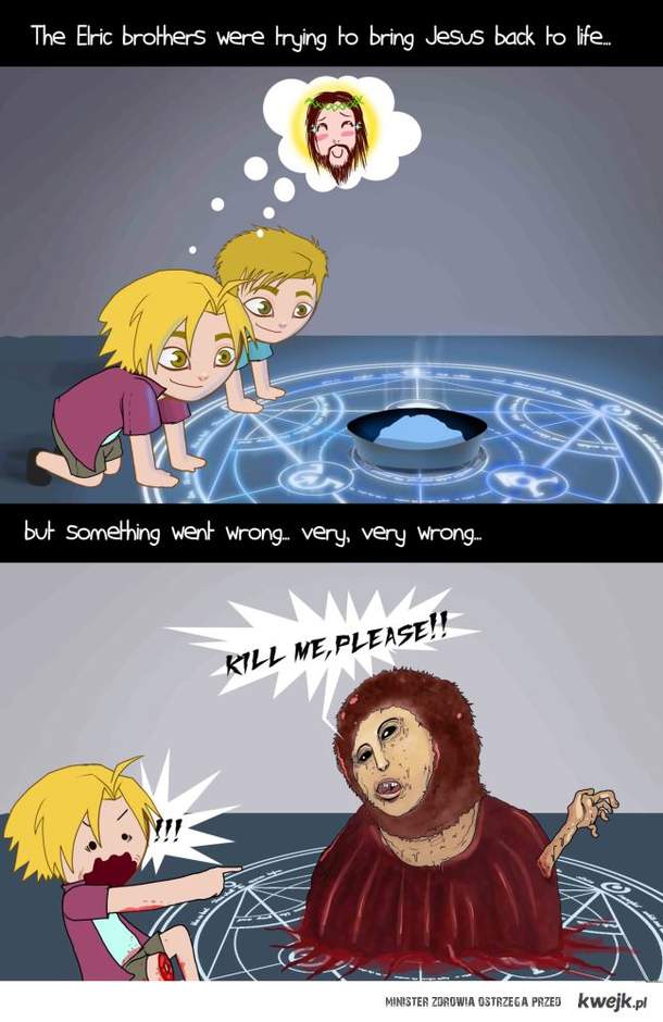 edward elric, alphonse elric, and jesus (fullmetal alchemist and 1 more)