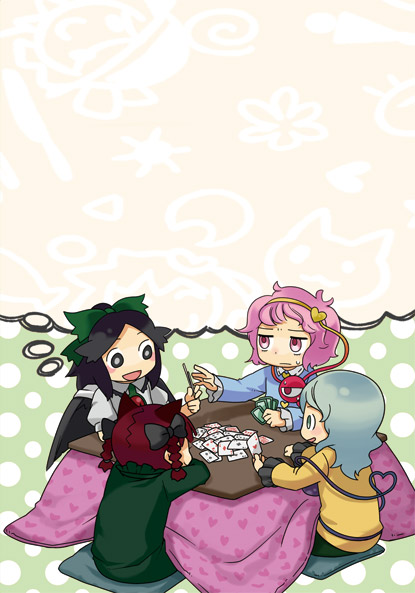 komeiji koishi, komeiji satori, kaenbyou rin, and reiuji utsuho (touhou) drawn by ebi_(daidalwave)