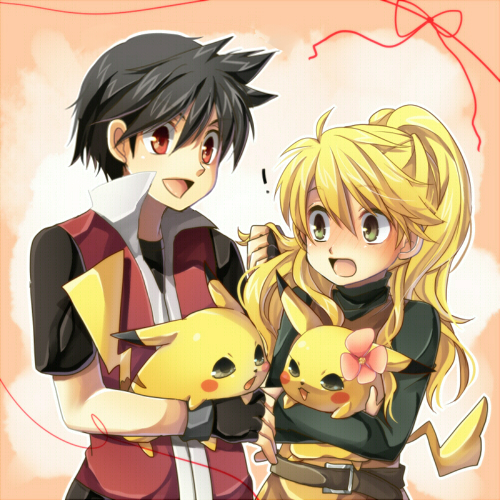 pikachu, red, yellow, pika, and chuchu (pokemon and 1 more) drawn by mokorei