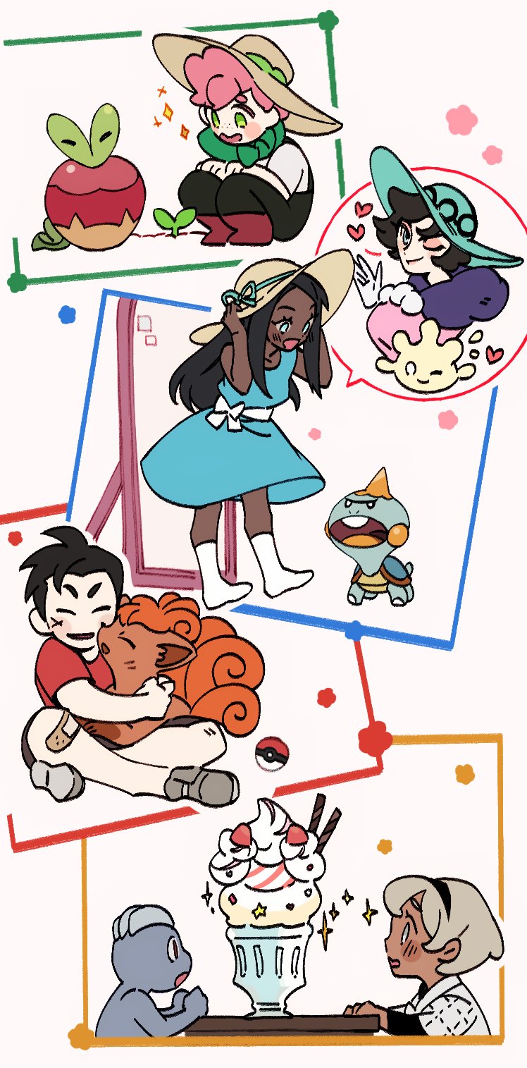 nessa, bea, vulpix, applin, kabu, and 5 more (pokemon and 1 more) drawn by zigzagdb