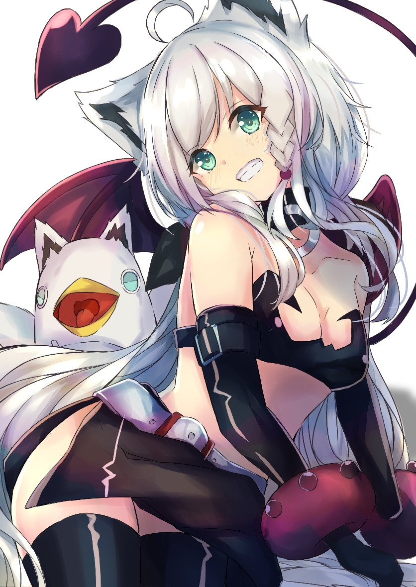 shirakami fubuki, etna, and prinny (hololive and 2 more) drawn by karappo_(poket12)