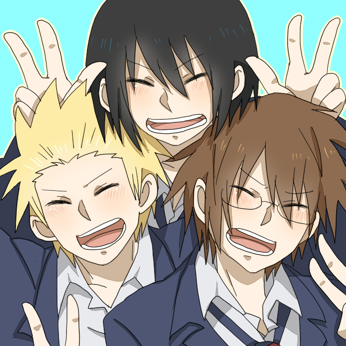 tabata hidenori, tanaka yoshitake, and tadakuni (danshi koukousei no nichijou) drawn by shibauta