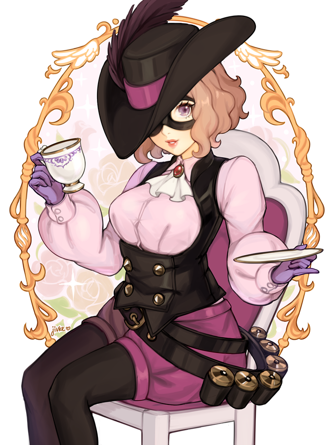 okumura haru and noir (persona and 1 more) drawn by jivke