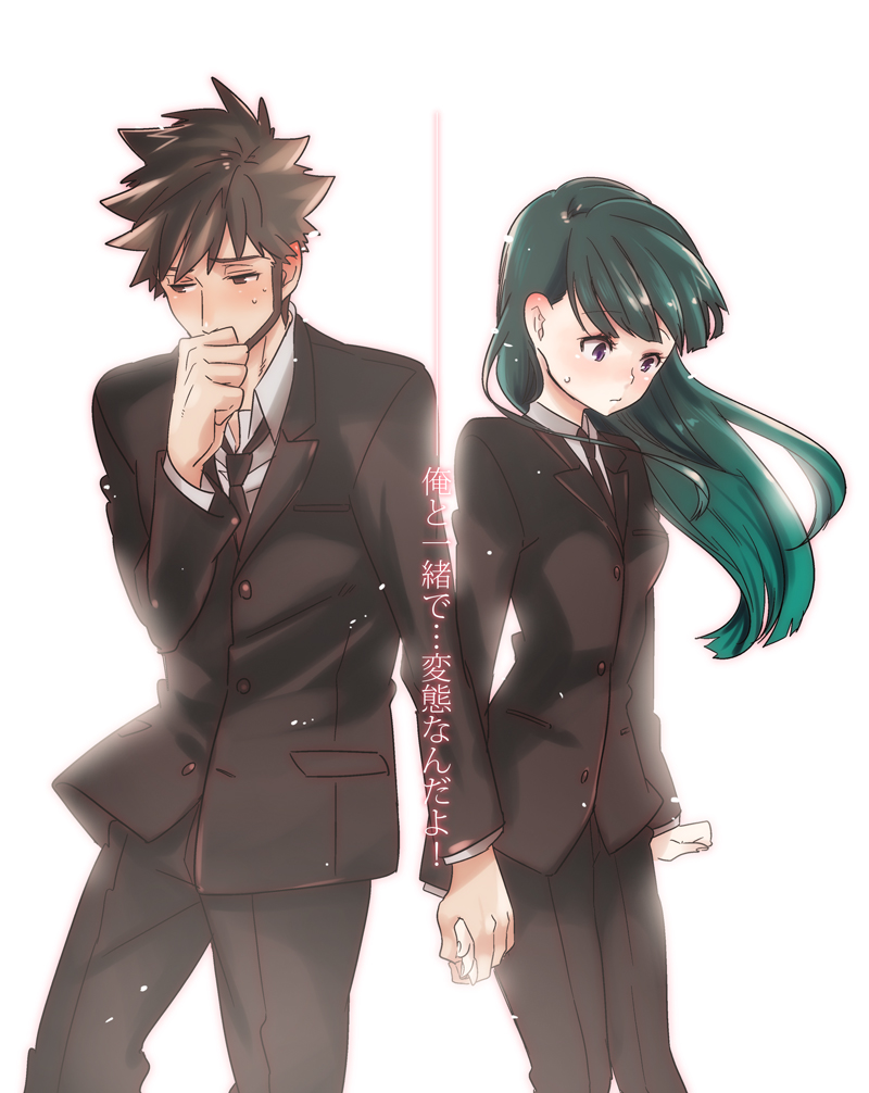 hazuki mina and shizume genma (darker than black) drawn by ocha_(oteaaa)