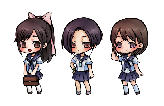 anegasaki nene, kobayakawa rinko, and takane manaka (love plus) drawn by azuma_torazou