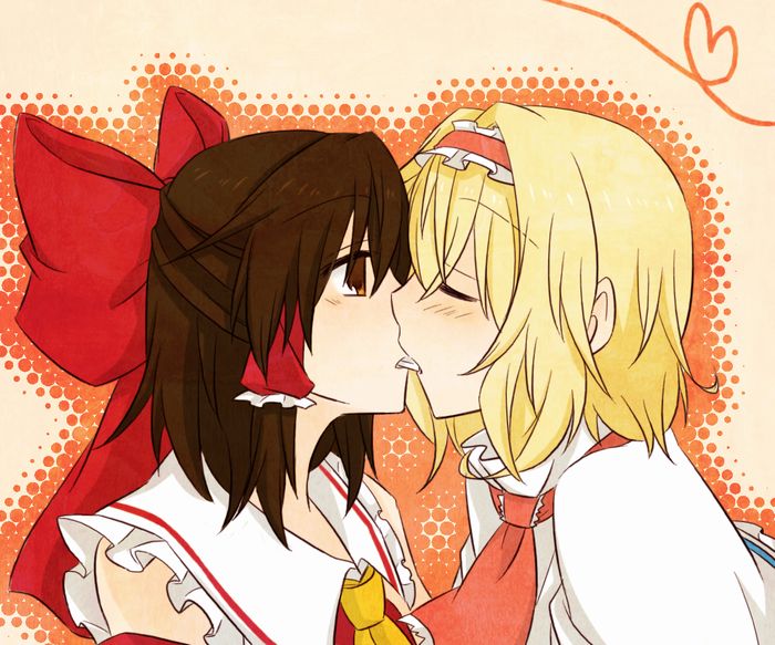 hakurei reimu and alice margatroid (touhou) drawn by yuuta_(monochrome)