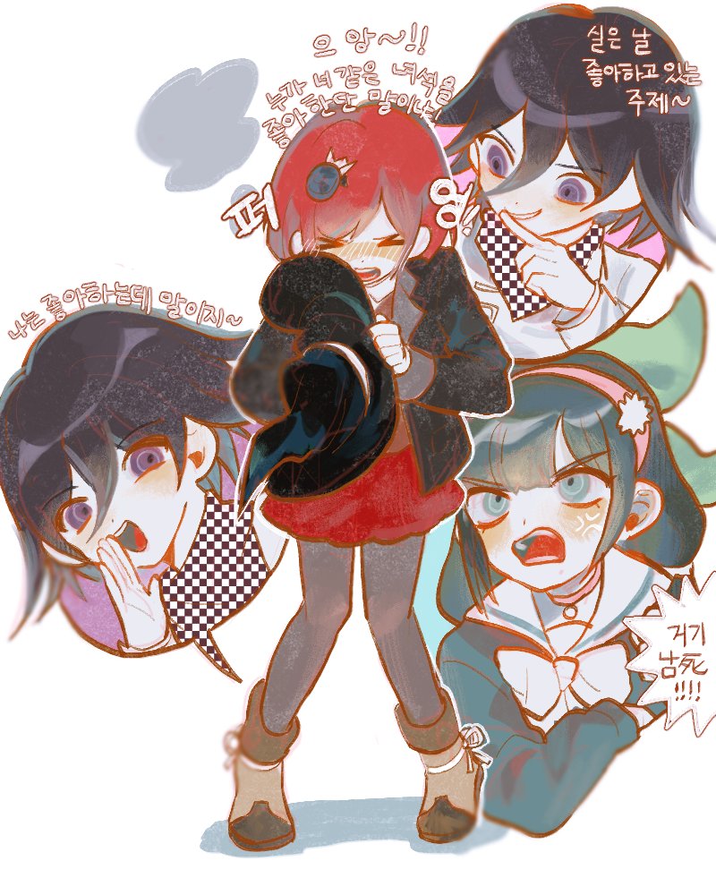 oma kokichi, yumeno himiko, and chabashira tenko (danganronpa and 1 more) drawn by g0m_0