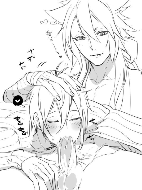 mikazuki munechika and kogitsunemaru (touken ranbu) drawn by zuwai_kani