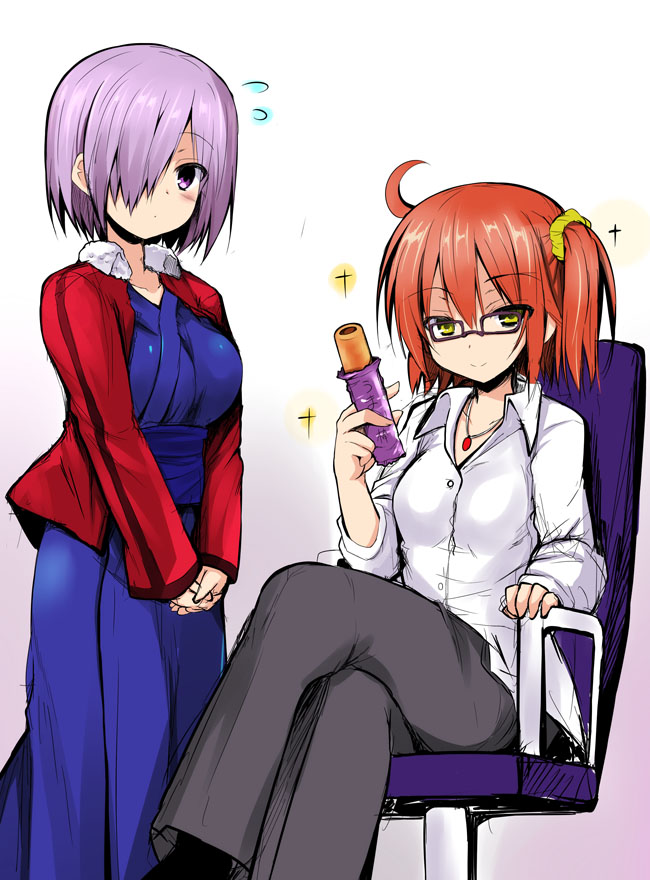 mash kyrielight, fujimaru ritsuka, ryougi shiki, and aozaki touko (fate and 2 more) drawn by sen_(astronomy)