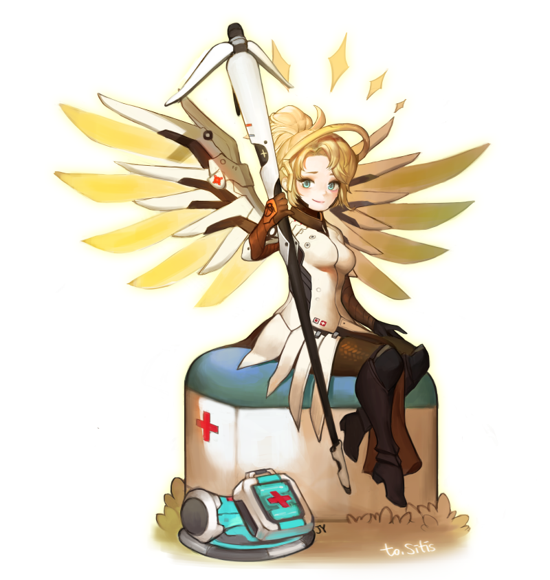 mercy (overwatch and 1 more) drawn by annyeongbangawo