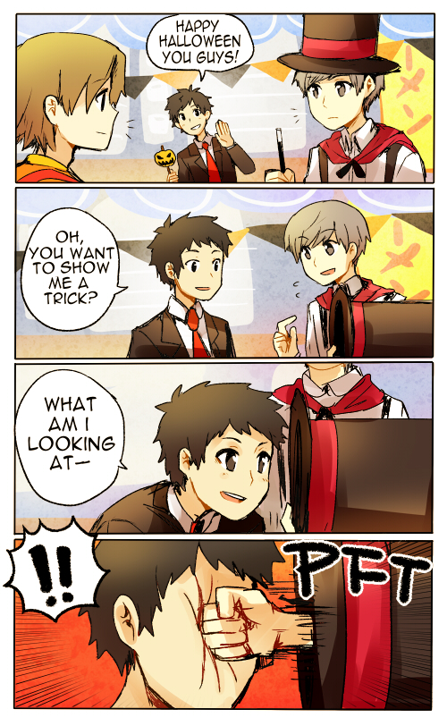 narukami yu, hanamura yousuke, and adachi tooru (persona and 2 more) drawn by kataro