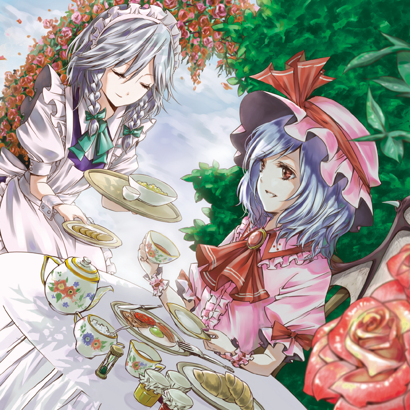 remilia scarlet and izayoi sakuya (touhou) drawn by shippori