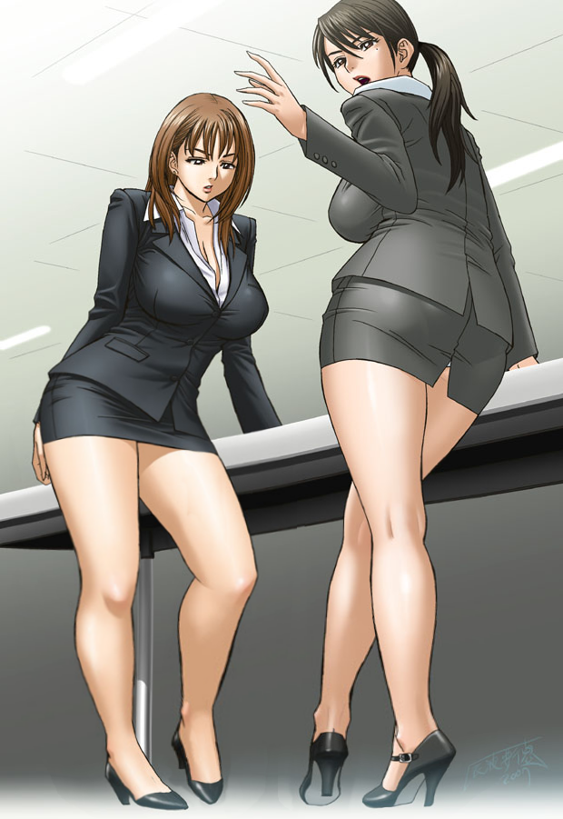 Messy anime secretary curvy