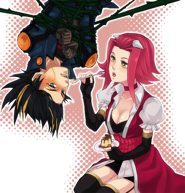 fudo yusei and izayoi aki (yu-gi-oh! and 1 more) drawn by kanimayo_(yunomoto)