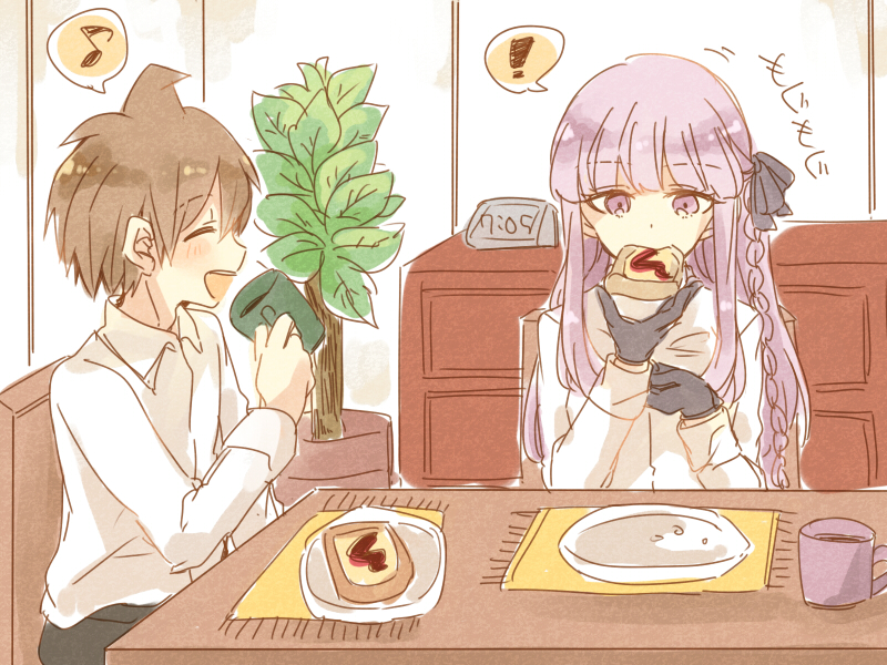 kirigiri kyoko and naegi makoto (danganronpa and 1 more) drawn by zawameki