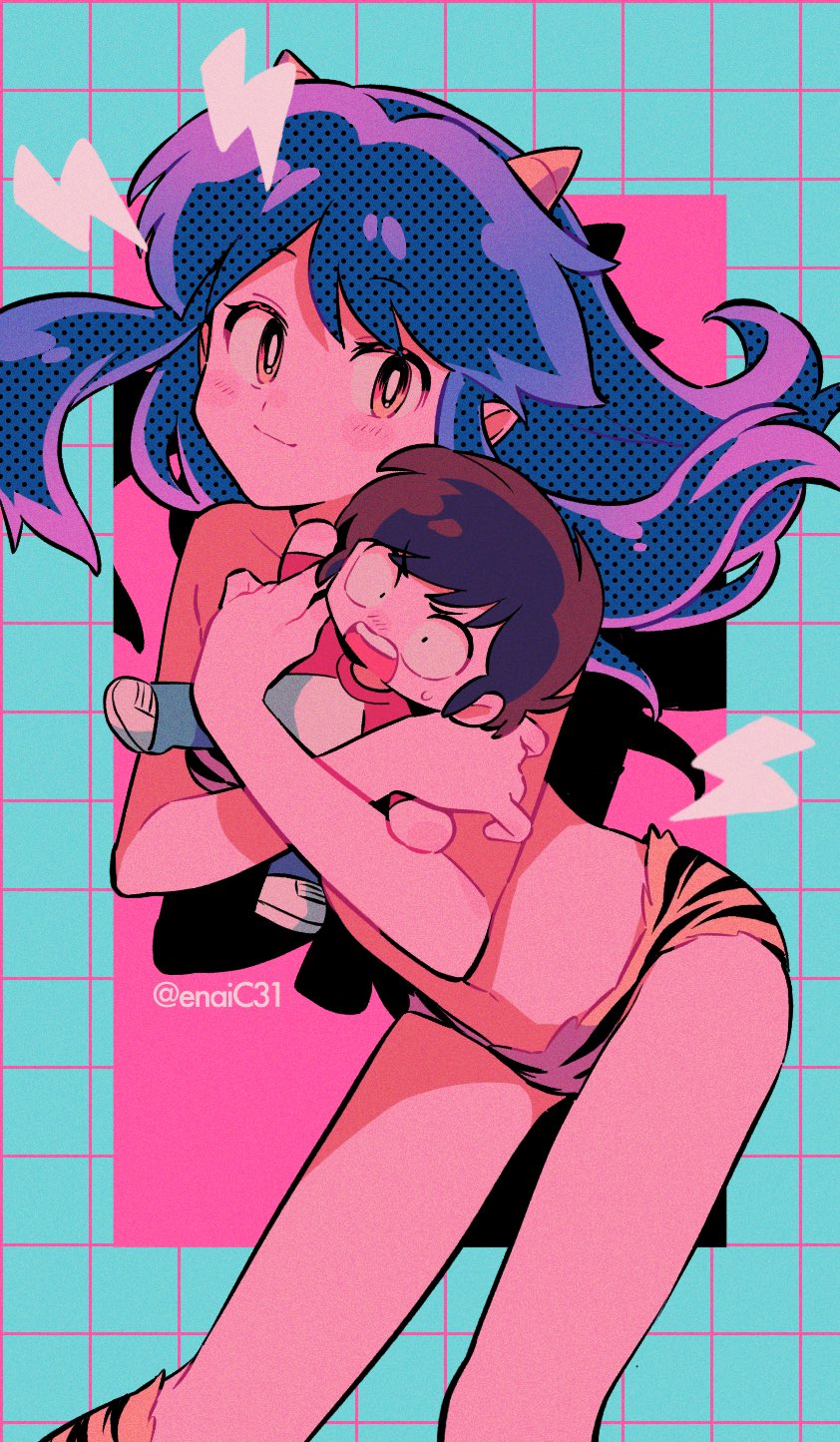 lum and moroboshi ataru (urusei yatsura) drawn by menma_(enaic31)