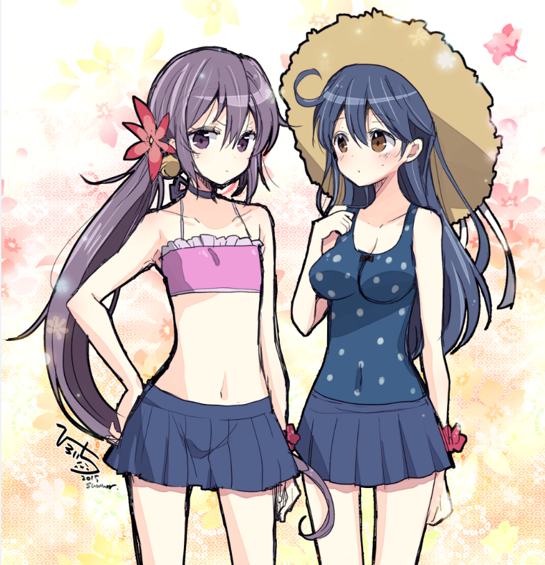 ushio, akebono, and ushio kai ni (kantai collection) drawn by hiroichi