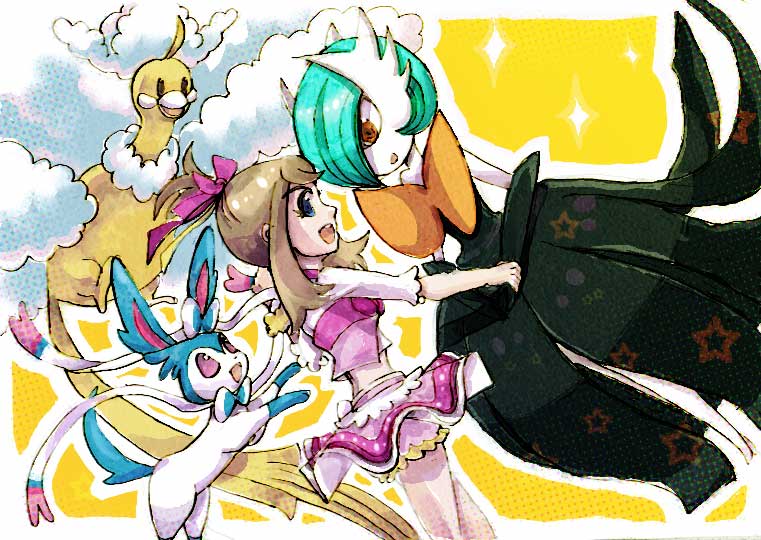 gardevoir, may, sylveon, mega gardevoir, altaria, and 1 more (pokemon and 1 more) drawn by kiri_tampo