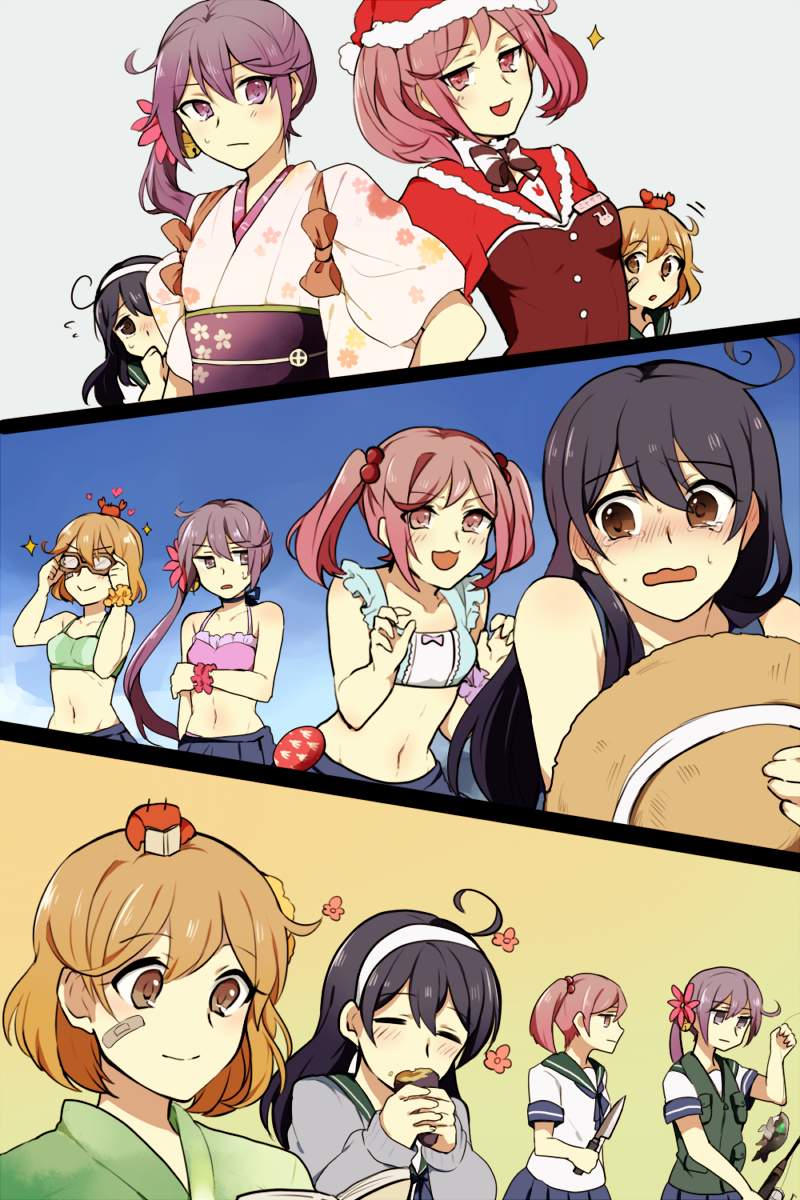 ushio, akebono, oboro, i-class destroyer, ushio kai ni, and 3 more (kantai collection) drawn by pomuta_(tama922)
